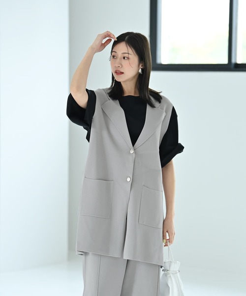 STYLE DELI（スタイルデリ）の「【BLK001】ドライタッチニットベストセットアップ（セットアップ・レディース・グレー/ブラック・FREE）」の11枚目の写真