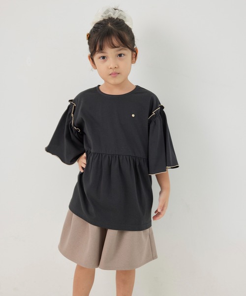 ROPE' PICNIC（ロペピクニック）の「【KIDS】オーバーサイズチュニックトップス（Tシャツ/カットソー・キッズ・チャコールグレー/カーキ・S/M/L）」の2枚目の写真