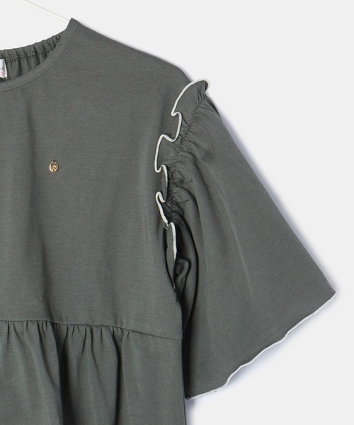 ROPE' PICNIC（ロペピクニック）の「【KIDS】オーバーサイズチュニックトップス（Tシャツ/カットソー・キッズ・チャコールグレー/カーキ・S/M/L）」の6枚目の写真
