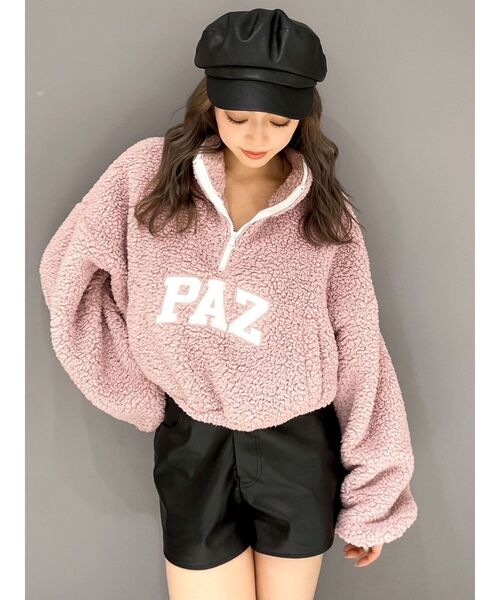 GYDA（ジェイダ）の「PAZハーフZIPボアショートトップス（パーカー・レディース・ピンク/ブラック/オフホワイト・FREE）」の17枚目の写真