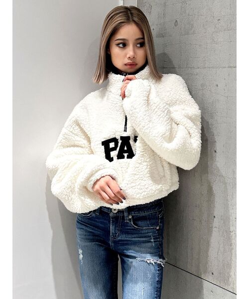 GYDA（ジェイダ）の「PAZハーフZIPボアショートトップス（パーカー・レディース・ピンク/ブラック/オフホワイト・FREE）」の12枚目の写真