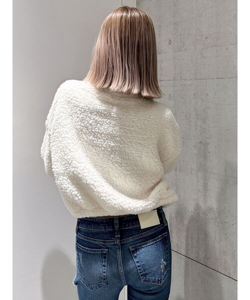 GYDA（ジェイダ）の「PAZハーフZIPボアショートトップス（パーカー・レディース・ピンク/ブラック/オフホワイト・FREE）」の11枚目の写真