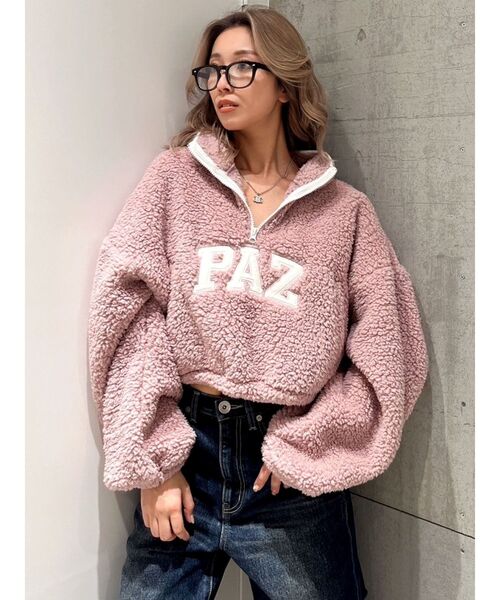 GYDA（ジェイダ）の「PAZハーフZIPボアショートトップス（パーカー・レディース・ピンク/ブラック/オフホワイト・FREE）」の7枚目の写真