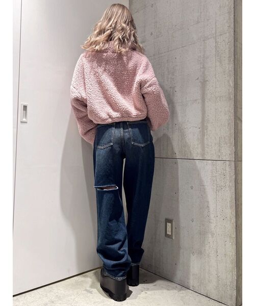 GYDA（ジェイダ）の「PAZハーフZIPボアショートトップス（パーカー・レディース・ピンク/ブラック/オフホワイト・FREE）」の4枚目の写真