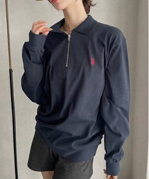 U.S. POLO ASSN. Ada.別注 長袖 ハーフジップ ヘビーウェイト ポロシャツ　スウェット