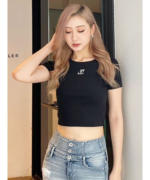 GYDA（ジェイダ）の「noobgydiesショートＴシャツ（Tシャツ/カットソー・レディース・ピンク/グリーン/ブラック/グレー/オフホワイト・FREE）」の4枚目の写真