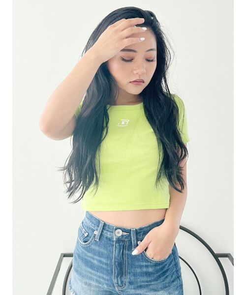 GYDA（ジェイダ）の「noobgydiesショートＴシャツ（Tシャツ/カットソー・レディース・ピンク/グリーン/ブラック/グレー/オフホワイト・FREE）」の6枚目の写真