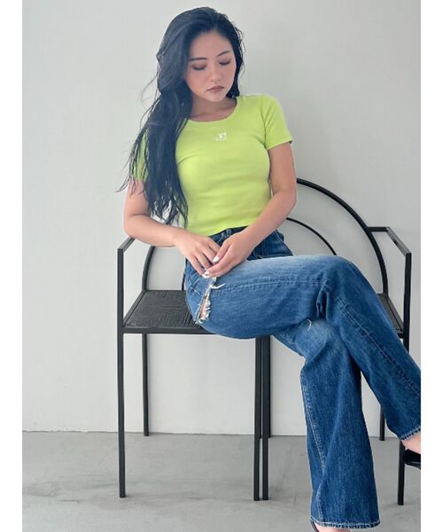 GYDA（ジェイダ）の「noobgydiesショートＴシャツ（Tシャツ/カットソー・レディース・ピンク/グリーン/ブラック/グレー/オフホワイト・FREE）」の8枚目の写真