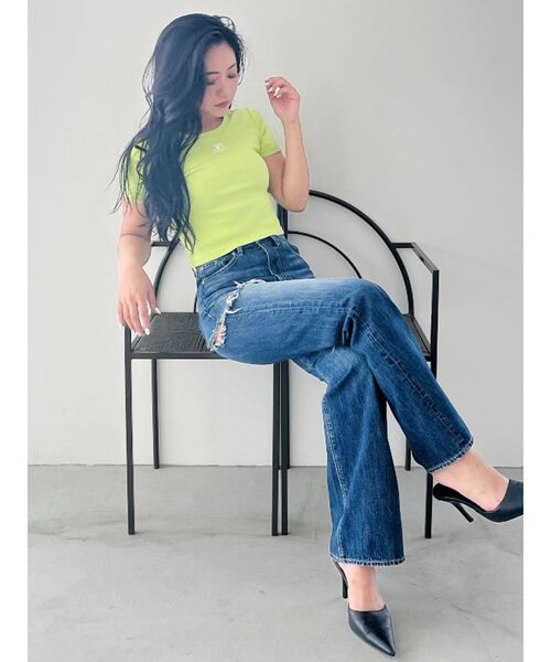 GYDA（ジェイダ）の「noobgydiesショートＴシャツ（Tシャツ/カットソー・レディース・ピンク/グリーン/ブラック/グレー/オフホワイト・FREE）」の9枚目の写真