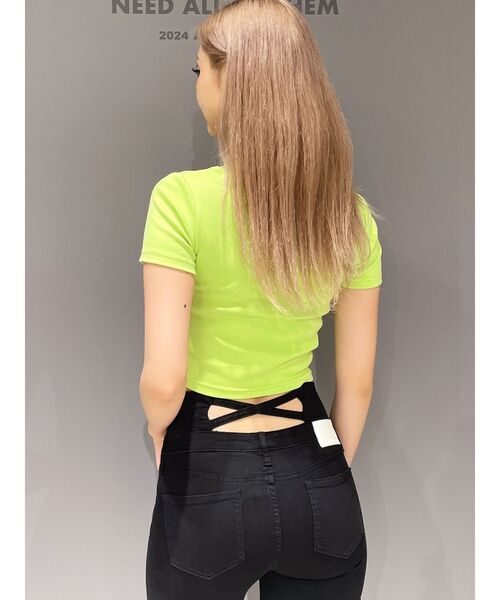 GYDA（ジェイダ）の「noobgydiesショートＴシャツ（Tシャツ/カットソー・レディース・ピンク/グリーン/ブラック/グレー/オフホワイト・FREE）」の16枚目の写真