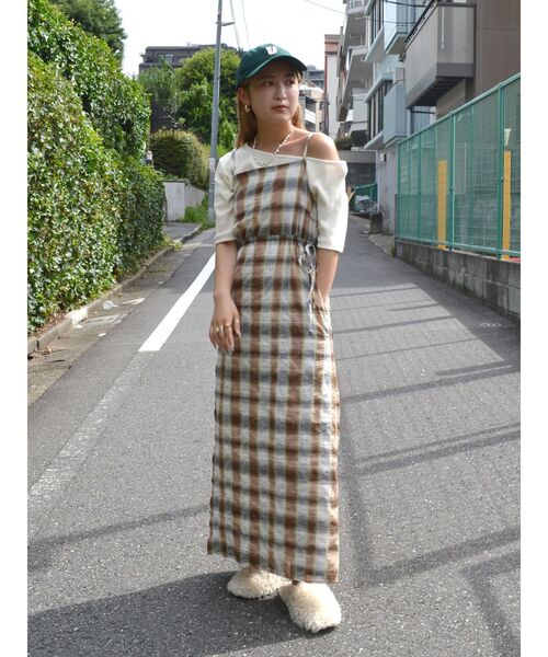 Ungrid（アングリッド）の「チェックキャミワンピース（ワンピース・レディース・ブルー/オレンジ・FREE）」の2枚目の写真