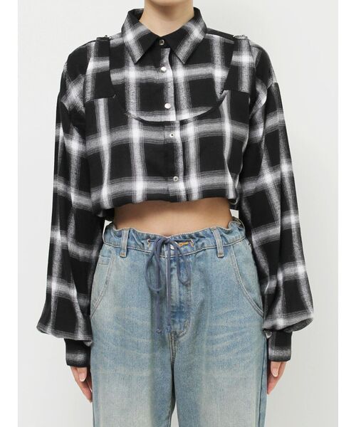 jouetie（ジュエティ）の「2WAYレングスガーターシャツ（シャツ/ブラウス・レディース・ブラック/オフホワイト・MEDIUM）」の9枚目の写真