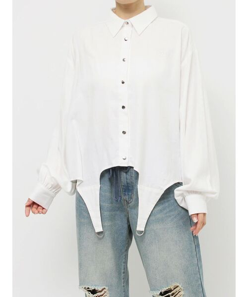 jouetie（ジュエティ）の「2WAYレングスガーターシャツ（シャツ/ブラウス・レディース・ブラック/オフホワイト・MEDIUM）」の2枚目の写真