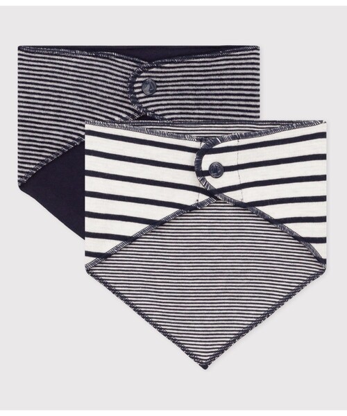 PETIT BATEAU（プチバトー）の「三角スタイ２枚組（スタイ/よだれかけ・キッズ・その他1・ONE SIZE）」の2枚目の写真