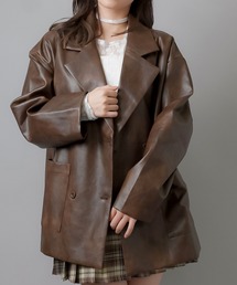 SPINNS | 合成皮革ダブルテーラードジャケット(テーラードジャケット)