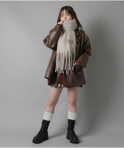 SPINNS（スピンズ）の「合成皮革ダブルテーラードジャケット（テーラードジャケット・レディース・ブラック/ブラウン・ONESIZE）」の19枚目の写真