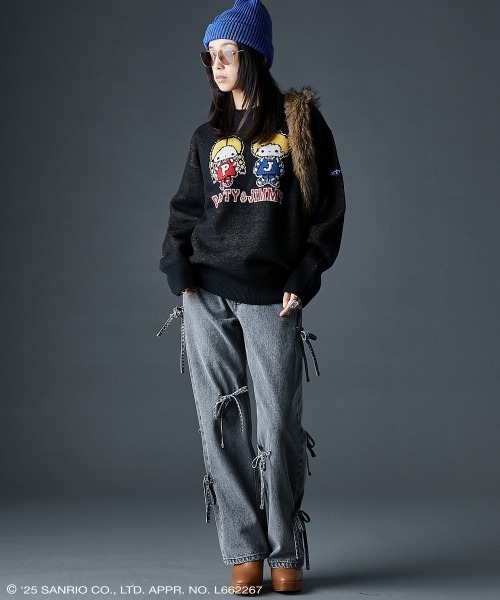 sanrio(サンリオ)の「パティ&ジミー/ジャガードニットプルオーバー <大きいサイズ有>GEVS.(ニット/セーター・レディース・レッド/アイボリー/グレー/ブラック・LL/3L/4L/5L/M/L)」の13枚目の写真