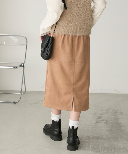 BONLECILL(ボンルシール)の「【丈が選べる2サイズ展開】ベロア/エステルピーチ アソートすっきりシルエットナロースカート(スカート・レディース・ベージュ/ブラウン/キャメル/ブラック・L/M)」の14枚目の写真