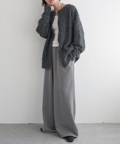 notch.（ノッチ）の「起毛クルーネックニットカーデ（カーディガン/ボレロ・レディース・グレー/チャコール・M）」の6枚目の写真