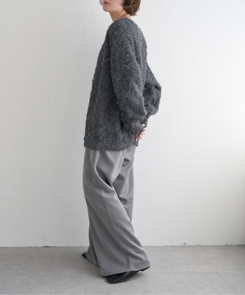 notch.（ノッチ）の「起毛クルーネックニットカーデ（カーディガン/ボレロ・レディース・グレー/チャコール・M）」の9枚目の写真