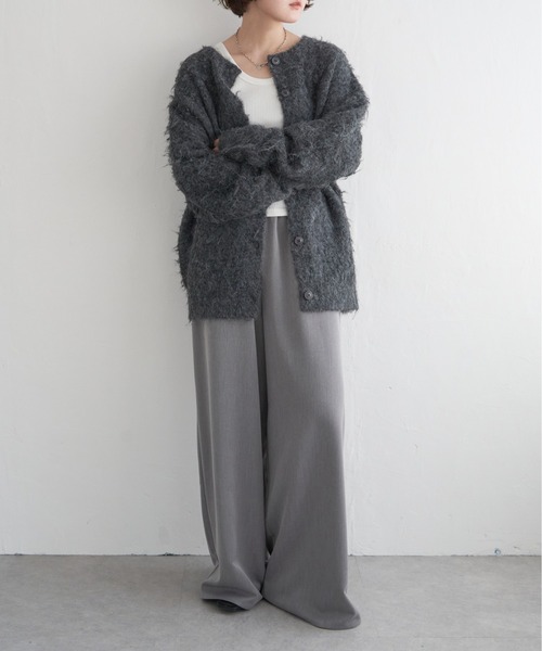 notch.（ノッチ）の「起毛クルーネックニットカーデ（カーディガン/ボレロ・レディース・グレー/チャコール・M）」の7枚目の写真