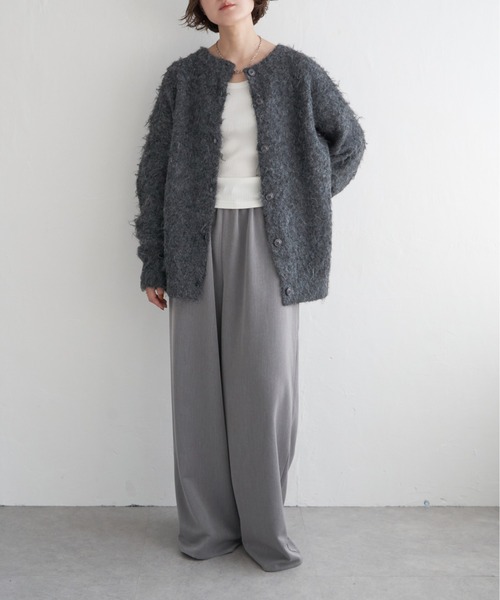 notch.（ノッチ）の「起毛クルーネックニットカーデ（カーディガン/ボレロ・レディース・グレー/チャコール・M）」の8枚目の写真