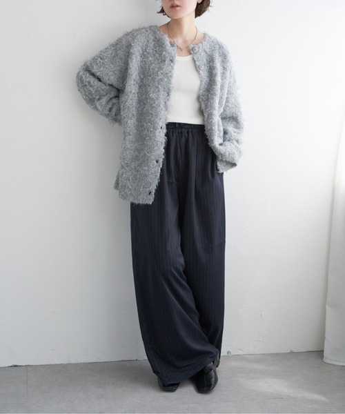 notch.（ノッチ）の「起毛クルーネックニットカーデ（カーディガン/ボレロ・レディース・グレー/チャコール・M）」の11枚目の写真