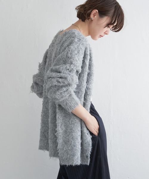 notch.（ノッチ）の「起毛クルーネックニットカーデ（カーディガン/ボレロ・レディース・グレー/チャコール・M）」の16枚目の写真