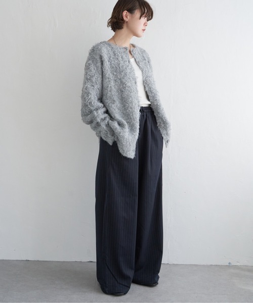 notch.（ノッチ）の「起毛クルーネックニットカーデ（カーディガン/ボレロ・レディース・グレー/チャコール・M）」の12枚目の写真