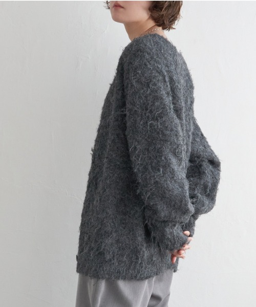 notch.（ノッチ）の「起毛クルーネックニットカーデ（カーディガン/ボレロ・レディース・グレー/チャコール・M）」の4枚目の写真