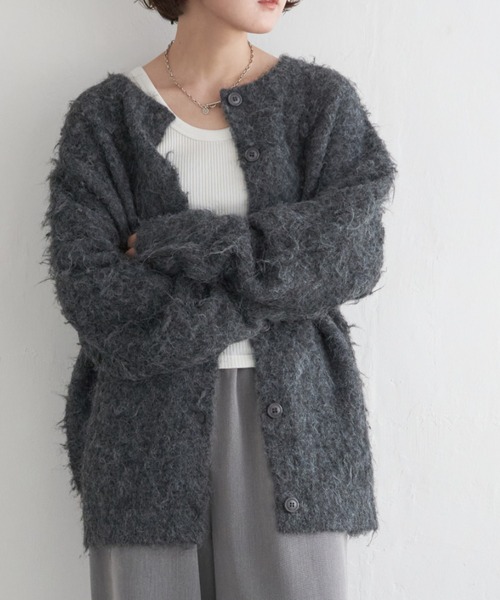 notch.（ノッチ）の「起毛クルーネックニットカーデ（カーディガン/ボレロ・レディース・グレー/チャコール・M）」の14枚目の写真