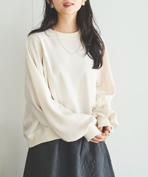 【150㎝前後の小柄さんサイズ】袖ロゴ刺繍 クロップドスウェット