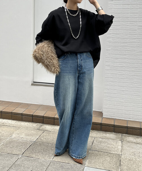 DouDou(ドゥドゥ)の「【WEB限定】裏毛×シフォンレイヤードプルオーバー(Tシャツ/カットソー・レディース・オフホワイト/ブラック/グレイッシュベージュ・FREE)」の14枚目の写真