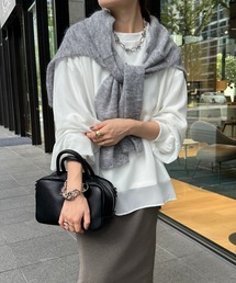 【WEB限定】裏毛×シフォンレイヤードプルオーバー