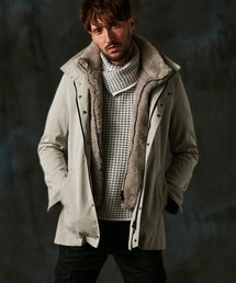 HIDEAWAYS NICOLE（ハイダウェイニコル）の「フード着脱２WAYスタンドコート（ミリタリージャケット）」