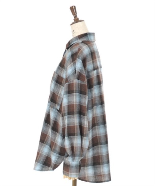 axes femme(アクシーズファム)の「チェック柄ロングシャツ(シャツ/ブラウス・レディース・ブラック/ブラウン/ベージュ・FREE)」の8枚目の写真