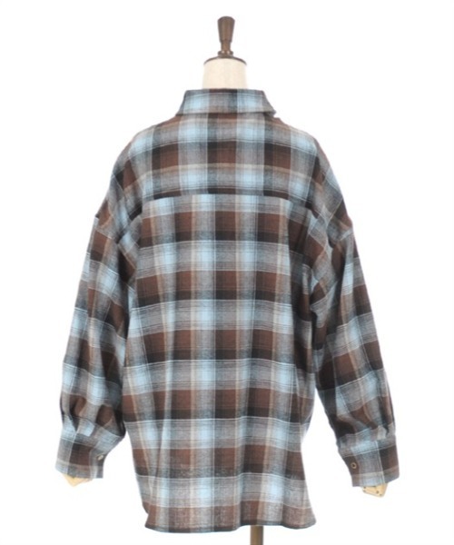 axes femme(アクシーズファム)の「チェック柄ロングシャツ(シャツ/ブラウス・レディース・ブラック/ブラウン/ベージュ・FREE)」の9枚目の写真