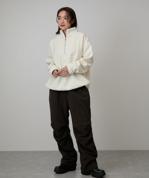 NERGY（ナージー）の「【保温】フリースハーフジッププルオーバー（その他トップス・レディース・ホワイト/ダークブラウン・FREE）」の3枚目の写真