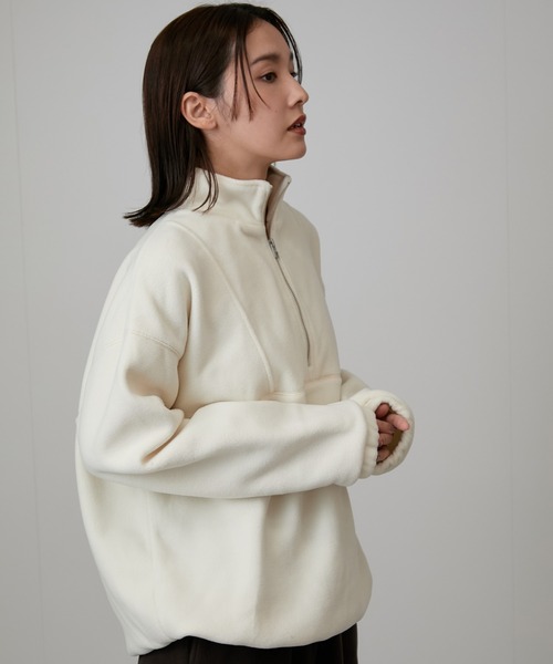 NERGY（ナージー）の「【保温】フリースハーフジッププルオーバー（その他トップス・レディース・ホワイト/ダークブラウン・FREE）」の11枚目の写真