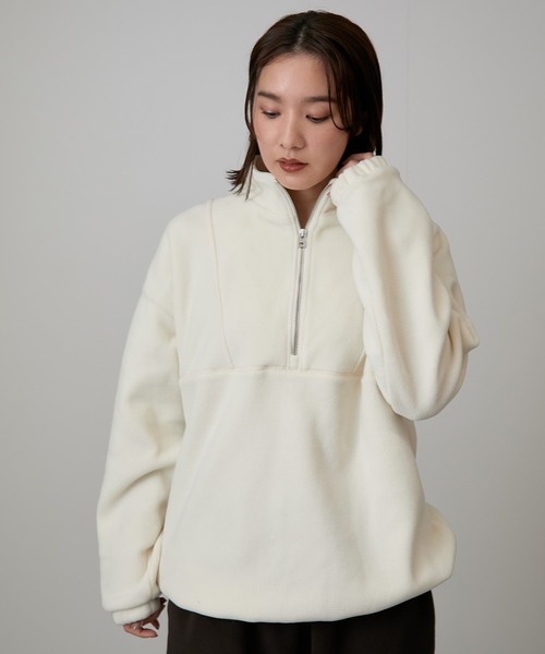 NERGY（ナージー）の「【保温】フリースハーフジッププルオーバー（その他トップス・レディース・ホワイト/ダークブラウン・FREE）」の12枚目の写真