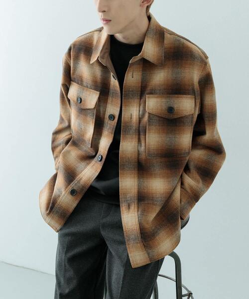 ITEMS URBANRESEARCH（アイテムズ アーバンリサーチ）の「オンブレチェック クルーザージャケット（その他アウター・メンズ・ダークグレー/ブラウン・MEDIUM/LARGE）」の2枚目の写真