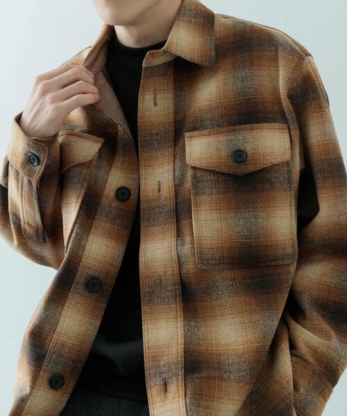 ITEMS URBANRESEARCH（アイテムズ アーバンリサーチ）の「オンブレチェック クルーザージャケット（その他アウター・メンズ・ダークグレー/ブラウン・MEDIUM/LARGE）」の12枚目の写真