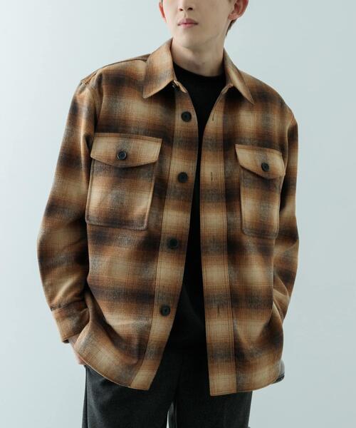 ITEMS URBANRESEARCH（アイテムズ アーバンリサーチ）の「オンブレチェック クルーザージャケット（その他アウター・メンズ・ダークグレー/ブラウン・MEDIUM/LARGE）」の11枚目の写真