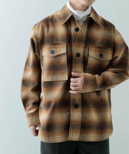 ITEMS URBANRESEARCH（アイテムズ アーバンリサーチ）の「オンブレチェック クルーザージャケット（その他アウター・メンズ・ダークグレー/ブラウン・MEDIUM/LARGE）」の8枚目の写真