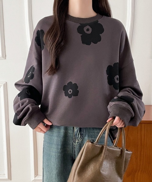 ABITOKYO(アビトーキョー)の「フラワー総柄プリントスウェットプルオーバー(スウェット・レディース・ブラック/チャコールグレー/ワインレッド・M/L/XL)」の16枚目の写真