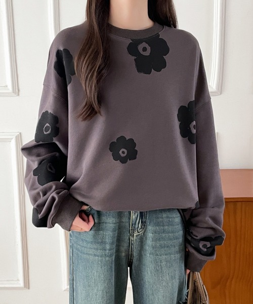 ABITOKYO(アビトーキョー)の「フラワー総柄プリントスウェットプルオーバー(スウェット・レディース・ブラック/チャコールグレー/ワインレッド・M/L/XL)」の22枚目の写真