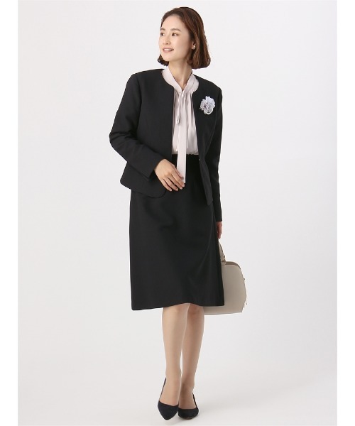 SUIT SQUARE（スーツスクエア）の「【セレモニー】フレアスカート ハンドウォッシュ TRドビー ストレッチ 織柄 セットアップ（スーツスカート・レディース・ネイビー・36(7号)/38(9号)/40(11号)）」の6枚目の写真