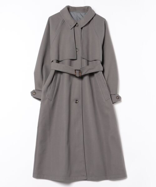 SPINNS（スピンズ）の「ケープデザインベルト付きフェイクウールロングコート（チェスターコート・レディース・ブラック/アイボリー/チャコール/グレー・ONESIZE）」の3枚目の写真