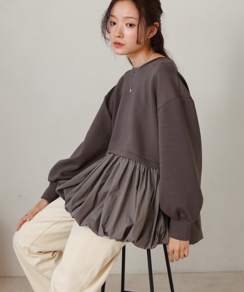 Bab(バブ)の「裾バルーンペプラムトップス(Tシャツ/カットソー・レディース・アイボリー/ベージュ/チャコールグレー・FREE)」の11枚目の写真
