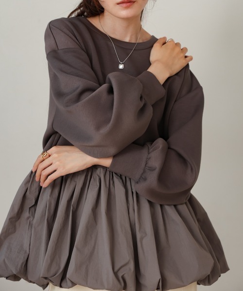 Bab(バブ)の「裾バルーンペプラムトップス(Tシャツ/カットソー・レディース・アイボリー/ベージュ/チャコールグレー・FREE)」の15枚目の写真